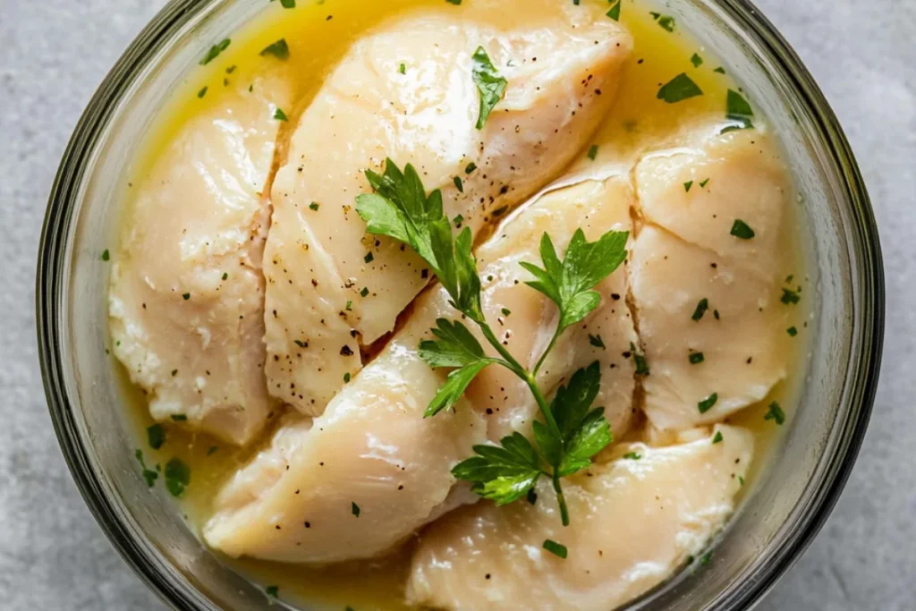 Submerging the chicken in creamy buttermilk for a tender and juicy texture